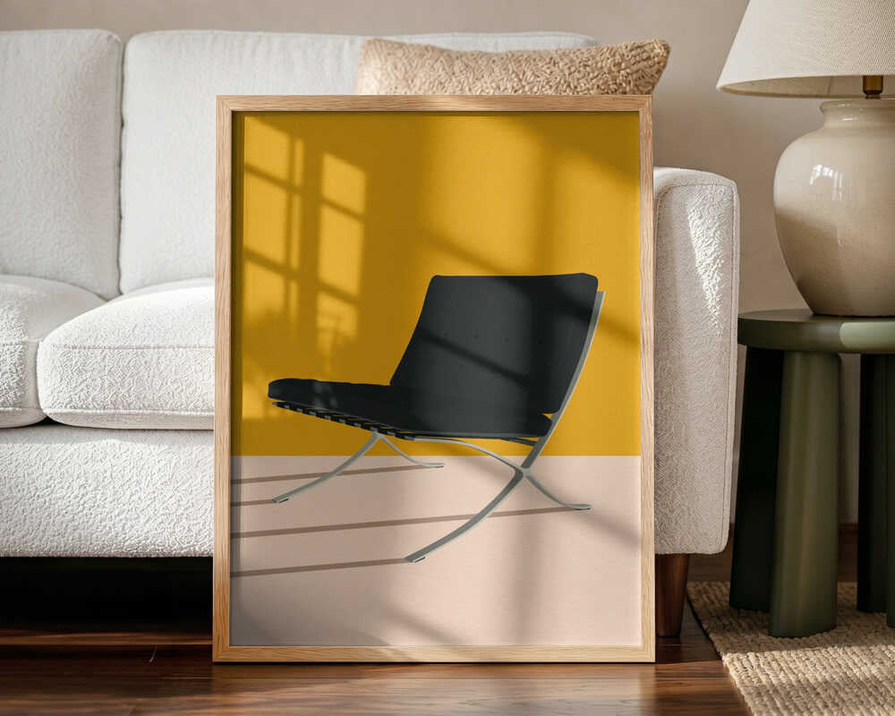 Barcelona Chair By Mies Van Der Rohe Art Print UK — Abstract Vibrant Wall Art — Bathroom — Wall It All Prints