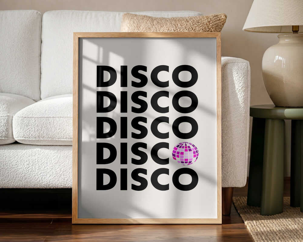 Pink Disco Party Art Print UK — Portrait Vibrant Wall Art — Living Room — Wall It All Prints