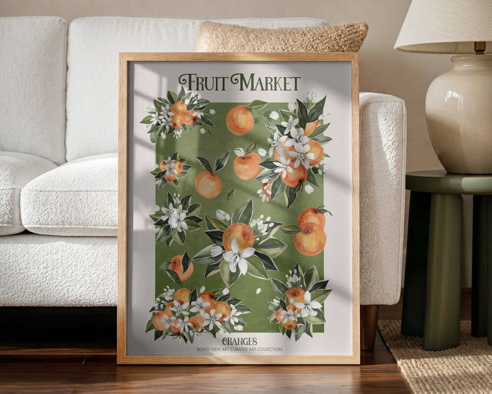 Citrus Blossom Harvest Art Print UK — Botanical Vibrant Wall Art — Kitchen — Wall It All Prints