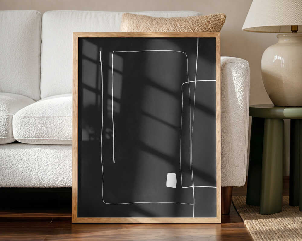 Minimalist Geometric Lines Art Print UK — Abstract Dark Wall Art — Office — Wall It All Prints