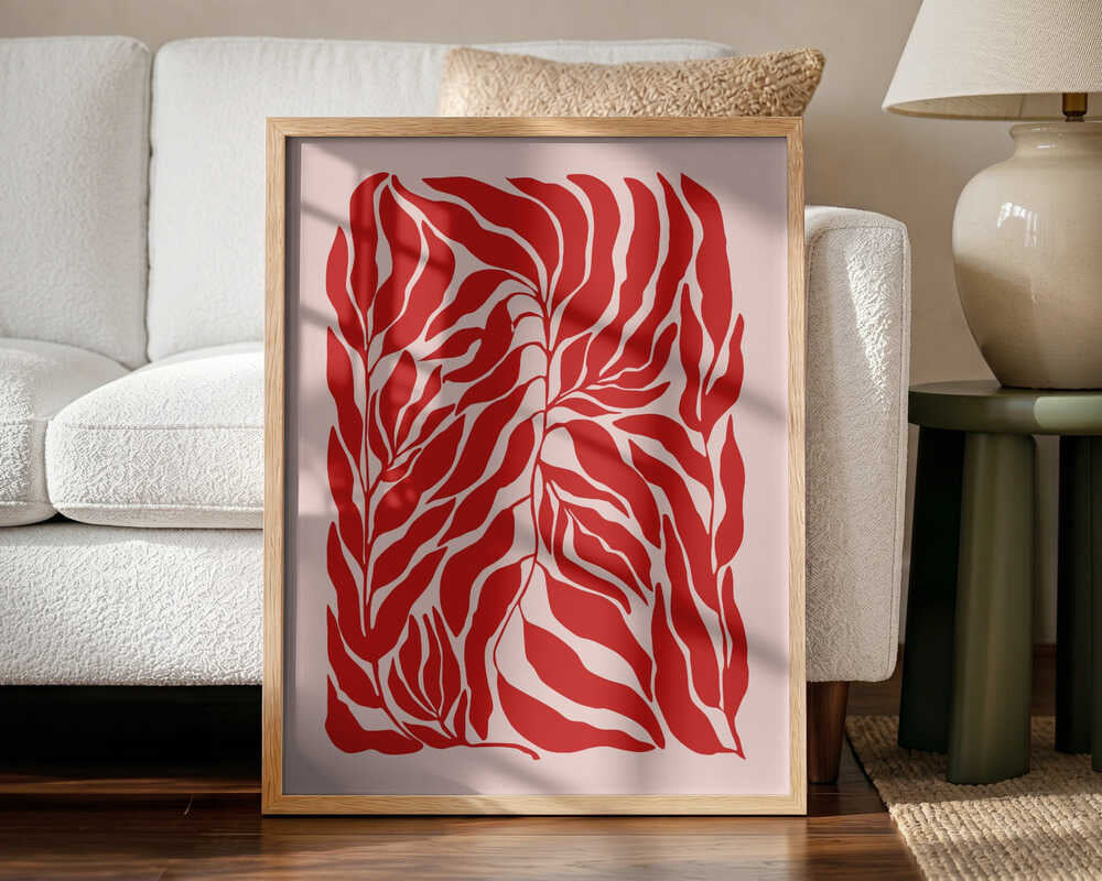 Vibrant Red Leaves Art Print UK — Botanical Vibrant Wall Art — Office — Wall It All Prints