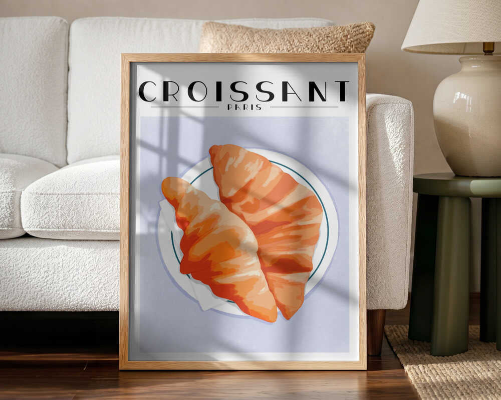 Golden Parisian Croissants Art Print UK — Food Vibrant Wall Art — Kitchen — Wall It All Prints