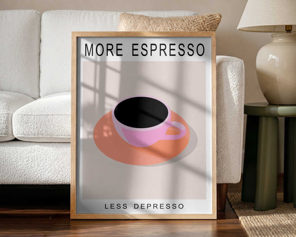 More Espresso Less Depresso Art Print UK — Abstract Vibrant Wall Art — Kitchen — Wall It All Prints