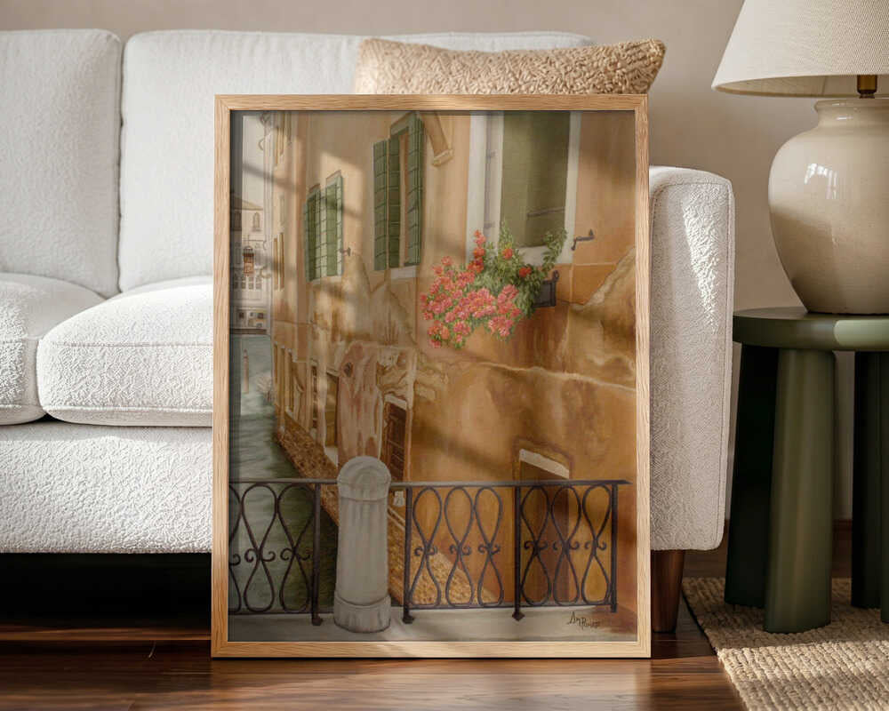 Venice Canal Flowers Art Print UK — Abstract Vibrant Wall Art — Living Room — Wall It All Prints
