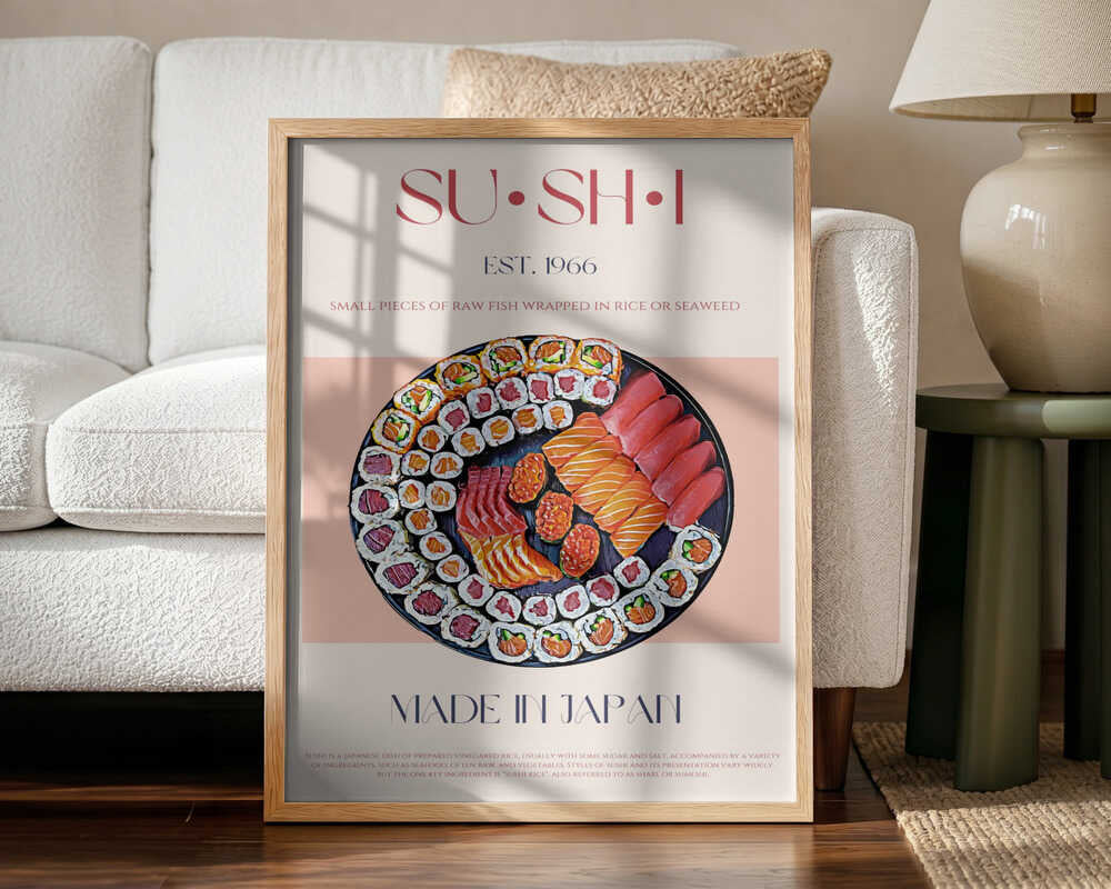 Japanese Sushi Feast Art Print UK — Japanese Minimal Wall Art — Kitchen — Wall It All Prints