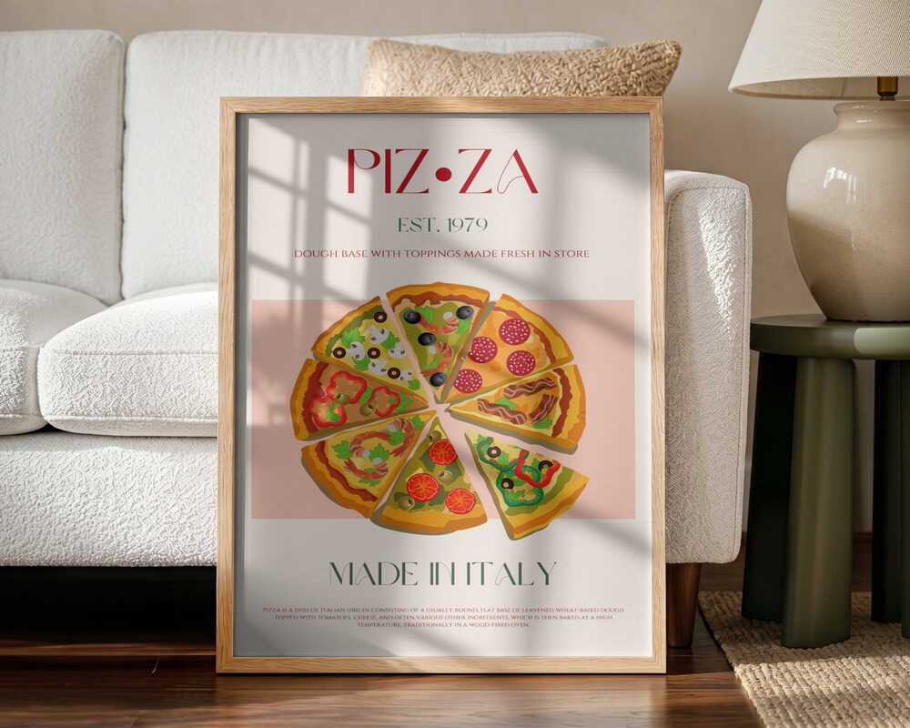 Fresh Italian Pizza Art Print UK — Abstract Vibrant Wall Art — Kitchen — Wall It All Prints