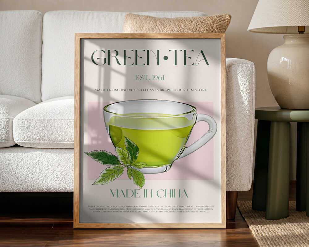Fresh Green Tea Art Print UK — Botanical Fresh Wall Art — Kitchen — Wall It All Prints