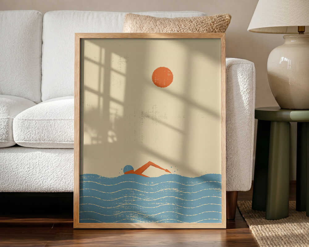 Summer Ocean Swim Art Print UK — Abstract Vibrant Wall Art — Living Room — Wall It All Prints
