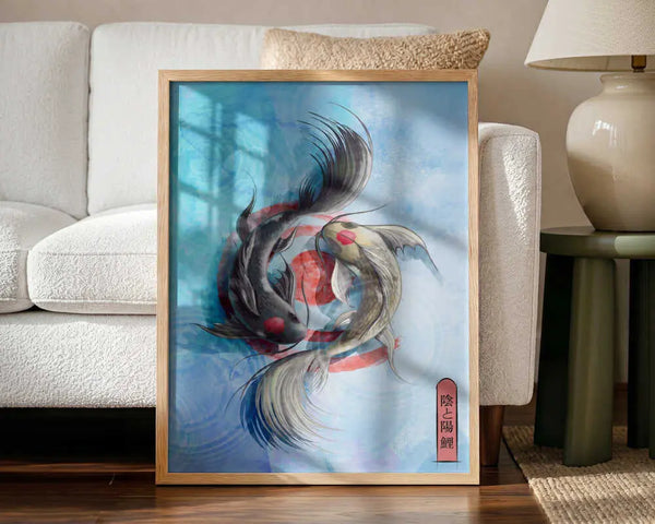 Yin Yang Koi Fish Art Print UK — Japanese Vibrant Wall Art — Living Room — Wall It All Prints