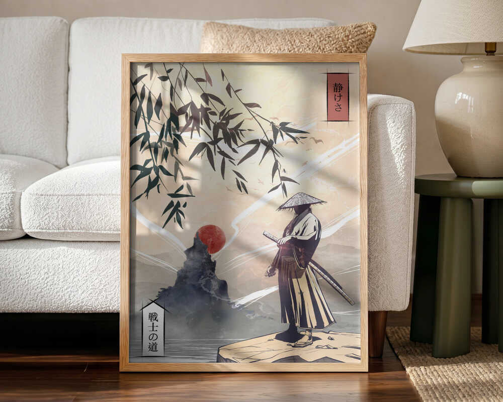 Japanese Warrior Sunset Art Print UK — Japanese Vibrant Wall Art — Living Room — Wall It All Prints