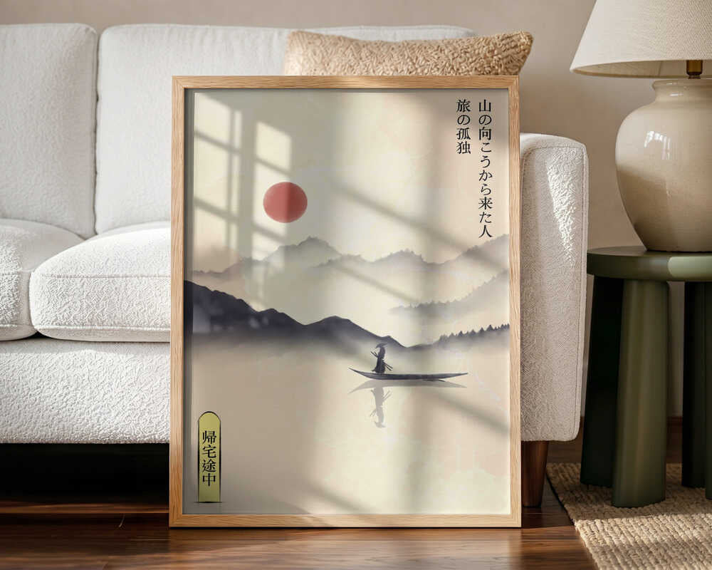 Misty Mountain Journey Art Print UK — Japanese Vibrant Wall Art — Living Room — Wall It All Prints