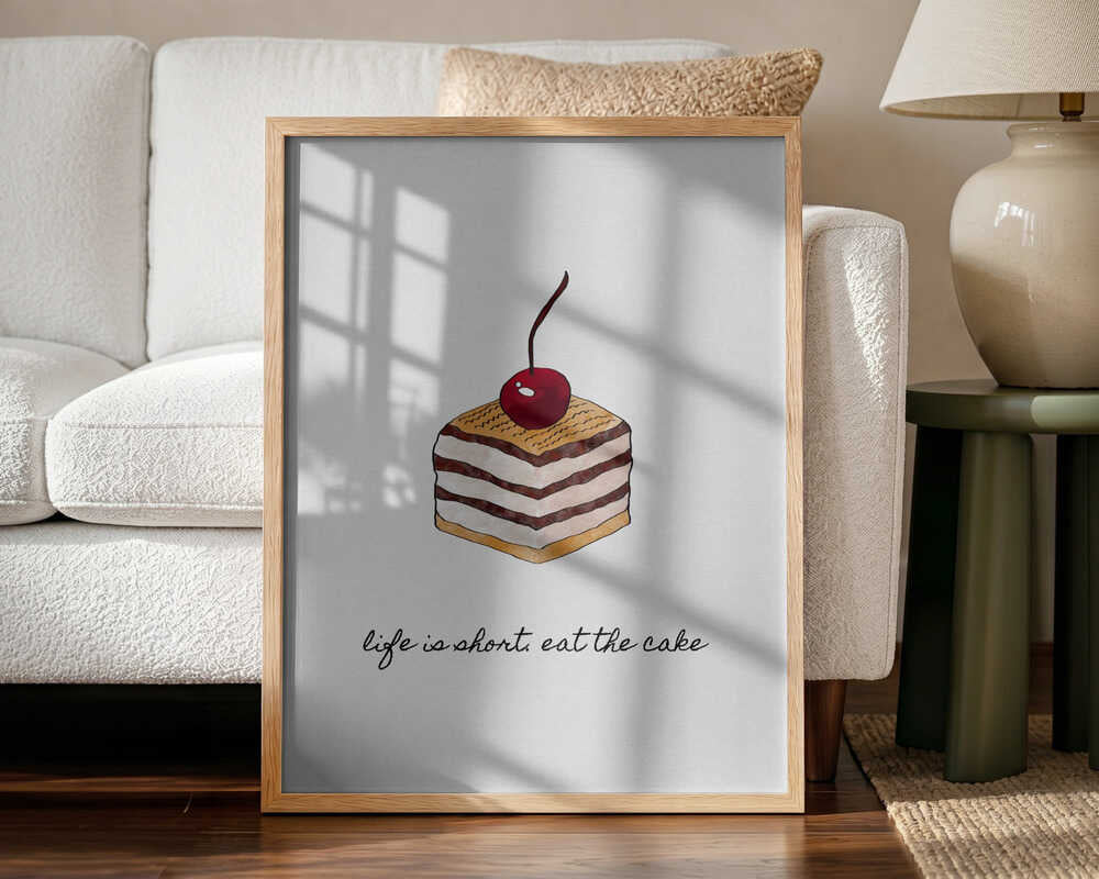 Life Is Short Cake Art Print UK — Abstract Fresh Wall Art — Kitchen — Wall It All Prints