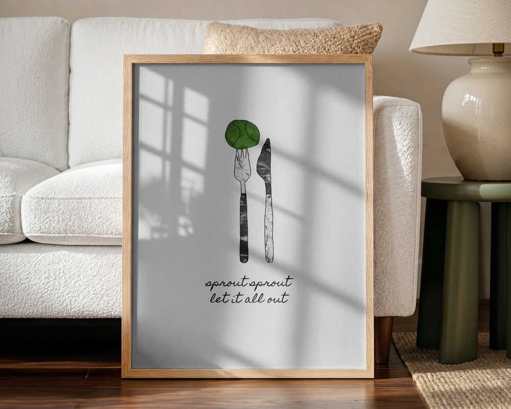 Funny Brussels Sprout Quote Art Print UK — Food Vibrant Wall Art — Kitchen — Wall It All Prints