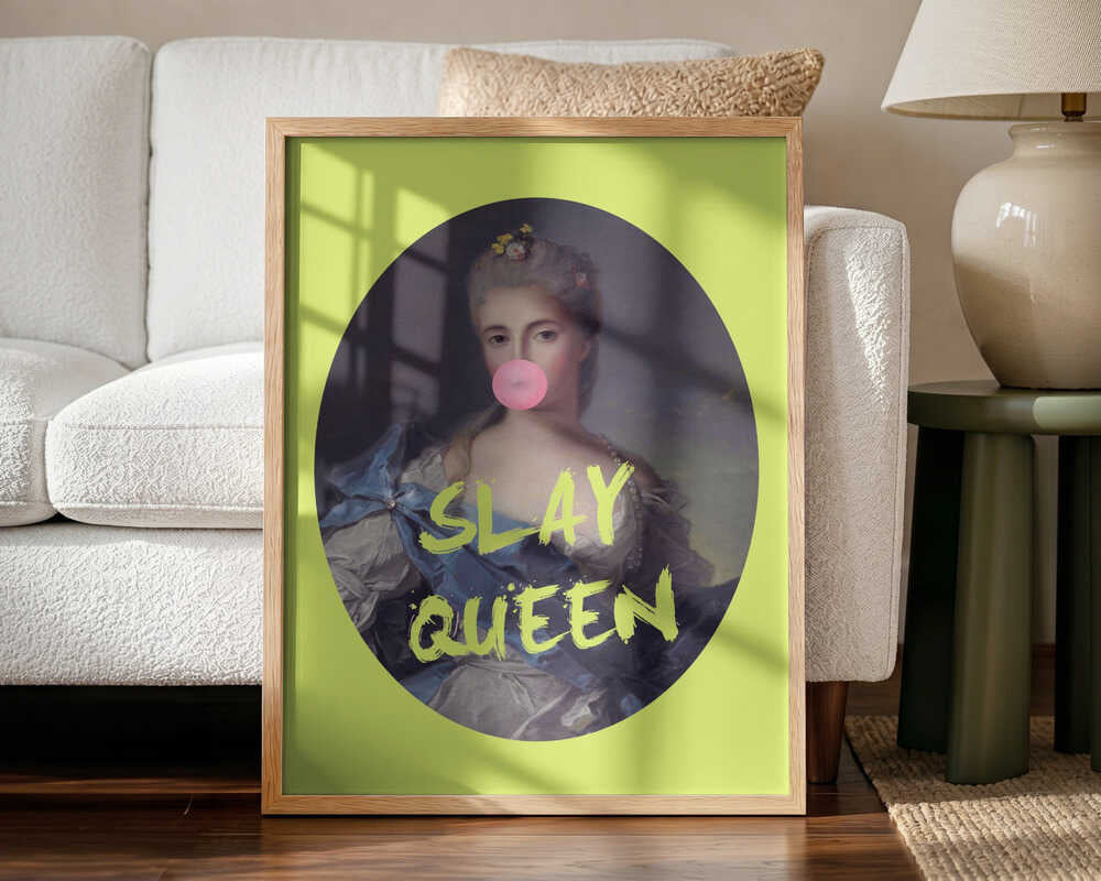 Slay Queen Bubblegum Portrait Art Print UK — Portrait Vibrant Wall Art — Living Room — Wall It All Prints
