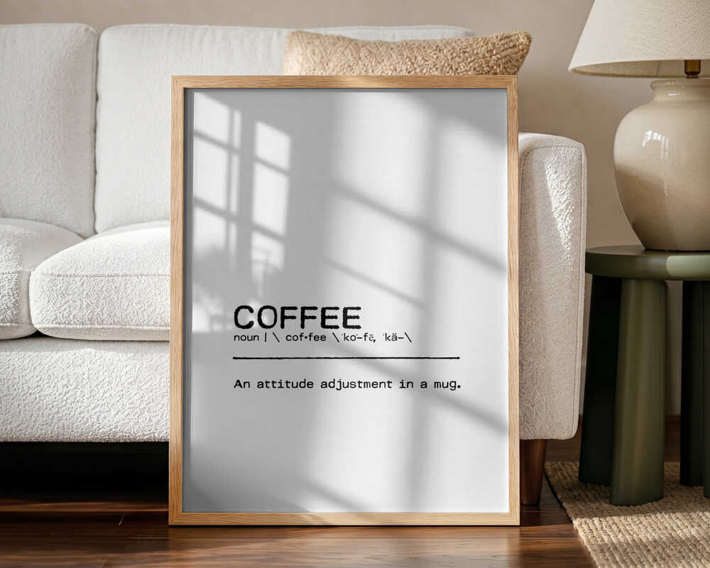 Coffee Definition Attitude Adjustment Art Print UK — Abstract Dark Wall Art — Kitchen — Wall It All Prints