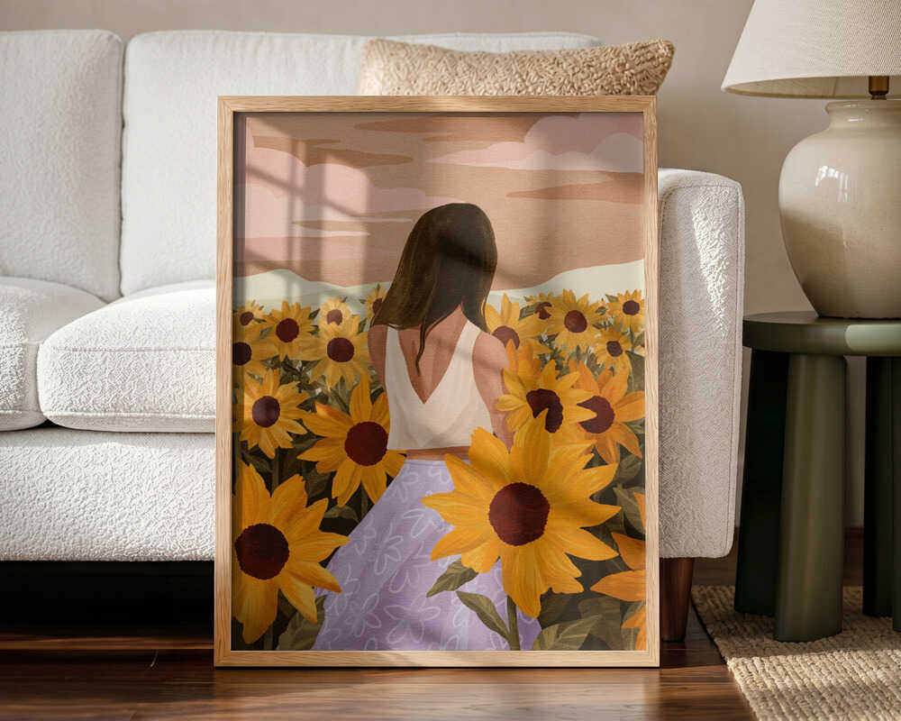 Sunflower Evenings Art Print UK — Botanical Fresh Wall Art — Living Room — Wall It All Prints