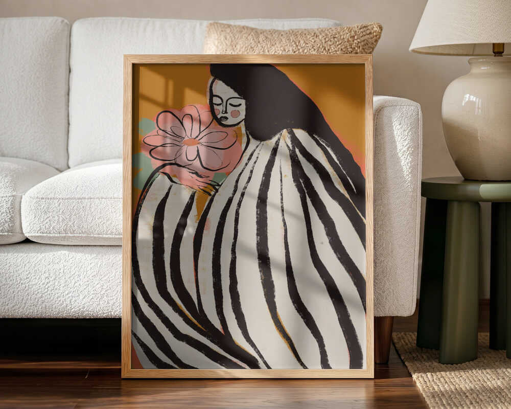 Striped Serenity Art Print UK — Botanical Vibrant Wall Art — Living Room — Wall It All Prints