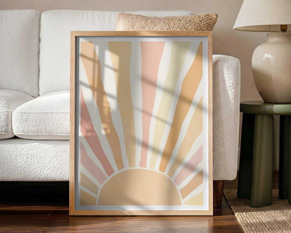 Boho Sunrise Glow Art Print UK — Abstract Vibrant Wall Art — Nursery — Wall It All Prints