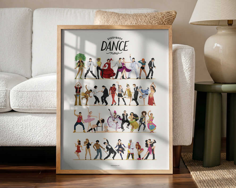 Energetic Dance Party Art Print UK — Portrait Vibrant Wall Art — Living Room — Wall It All Prints