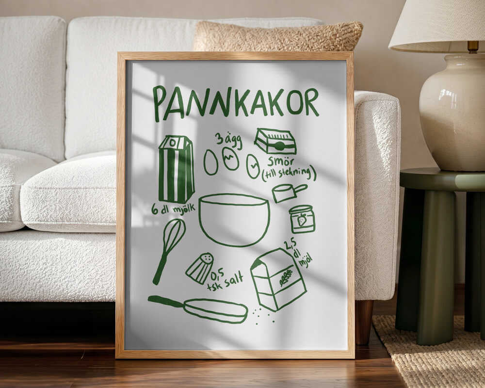 Pancake Ingredients Art Print UK — Vintage Vibrant Wall Art — Kitchen — Wall It All Prints