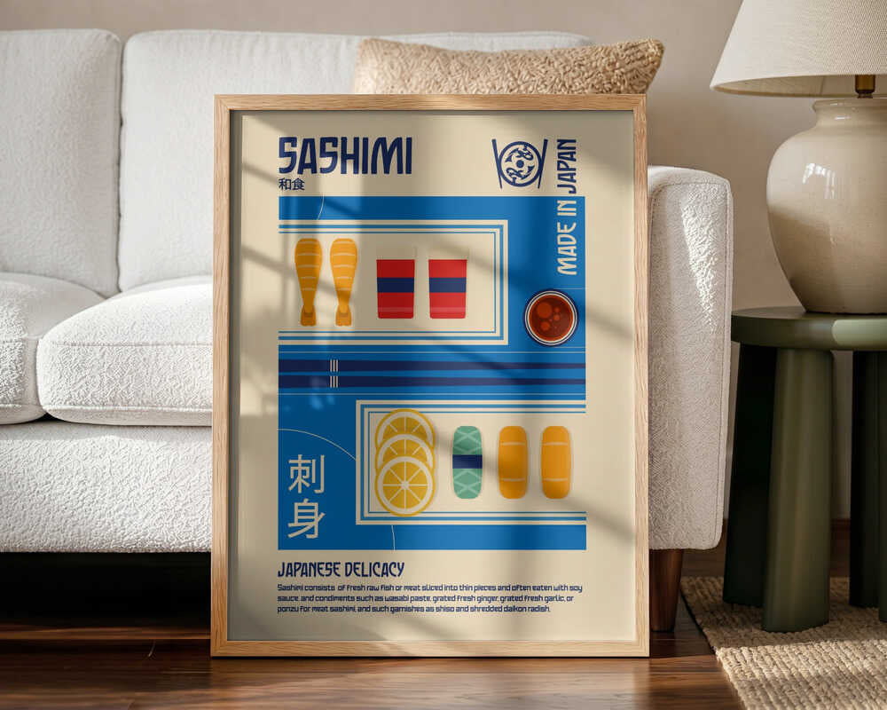 Japanese Sashimi Delicacy Art Print UK — Japanese Vibrant Wall Art — Kitchen — Wall It All Prints