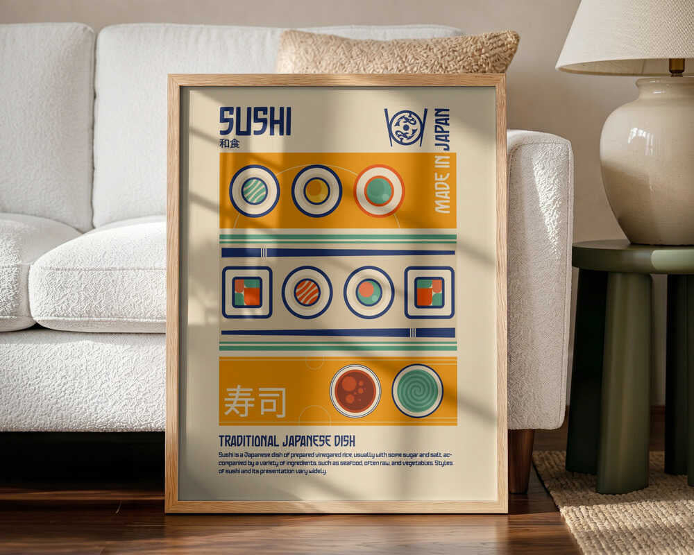 Sushi Japanese Food Print Art Print UK — Japanese Vibrant Wall Art — Kitchen — Wall It All Prints