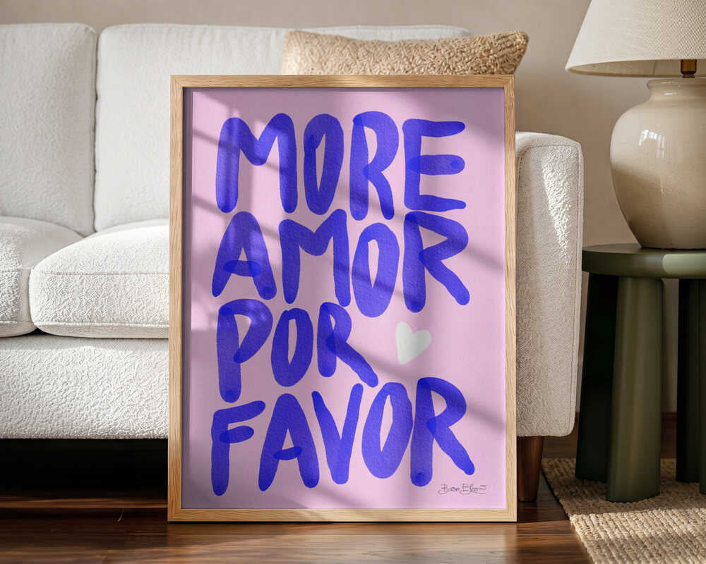 More Amor Por Favor Art Print UK — Botanical Vibrant Wall Art — Living Room — Wall It All Prints