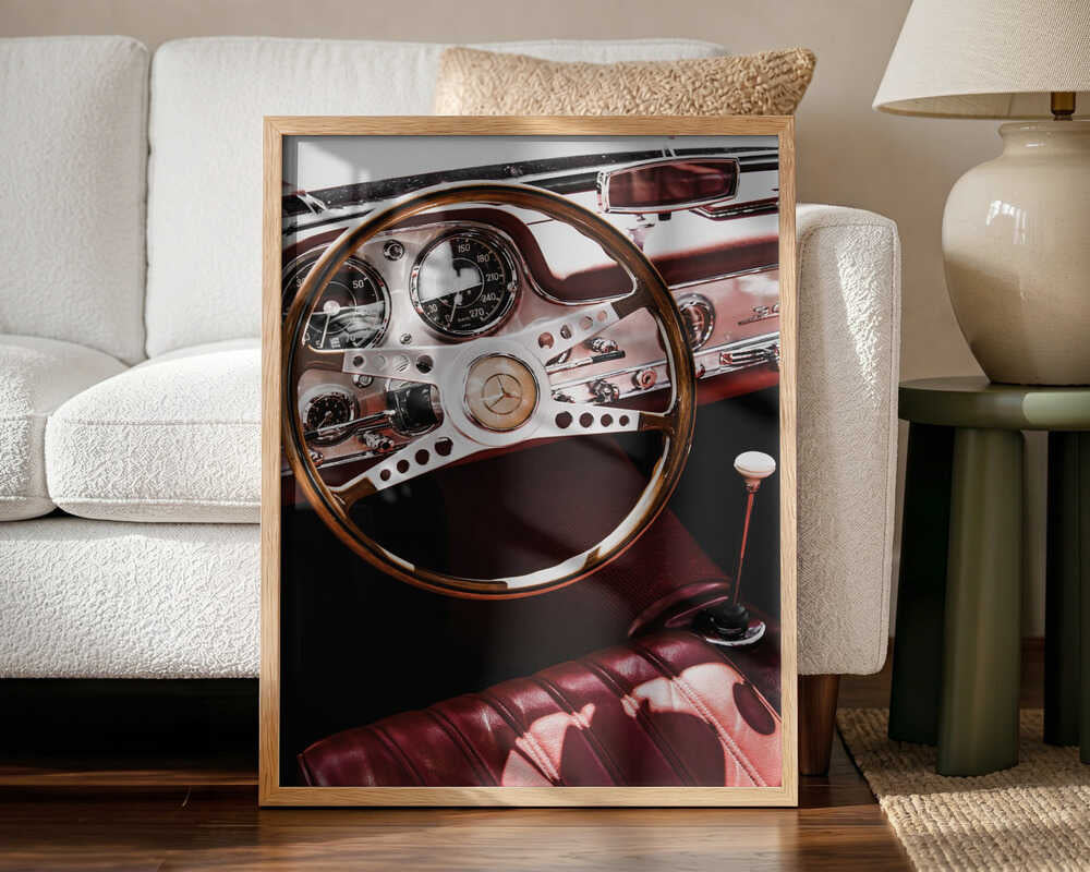 Vintage Car Interior Art Print UK — Vintage Vibrant Wall Art — Living Room — Wall It All Prints