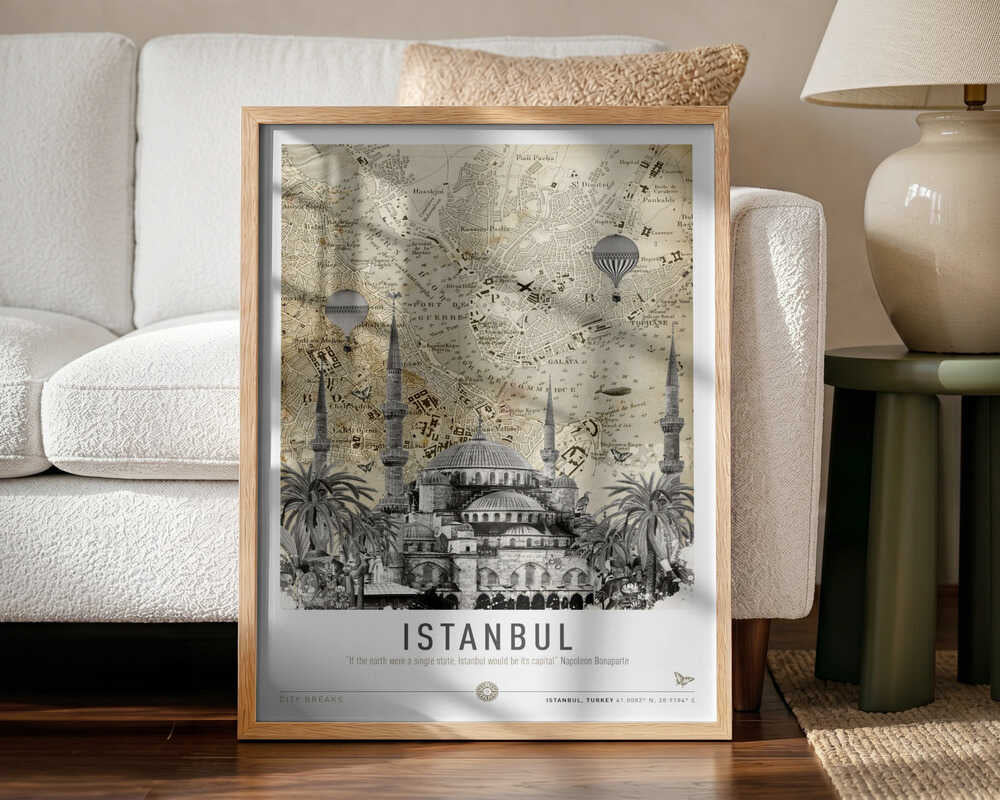 Istanbul Mosque Map Balloons Art Print UK — Abstract Vibrant Wall Art — Living Room — Wall It All Prints
