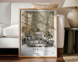 Vintage Venice Map Art Print UK — Abstract Vibrant Wall Art — Living Room — Wall It All Prints