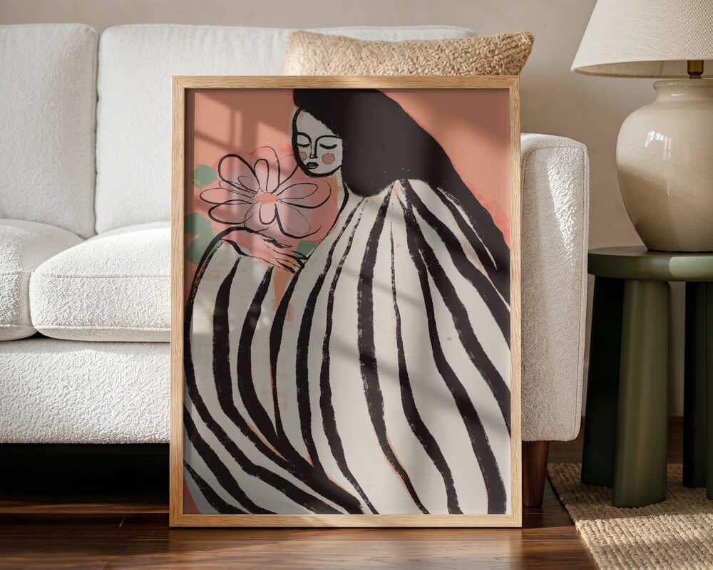 A Silent Moment (Peach) Art Print UK — Botanical Fresh Wall Art — Living Room — Wall It All Prints