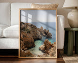 Golden Cliffs Azure Ocean Art Print UK — Landscape Vibrant Wall Art — Living Room — Wall It All Prints