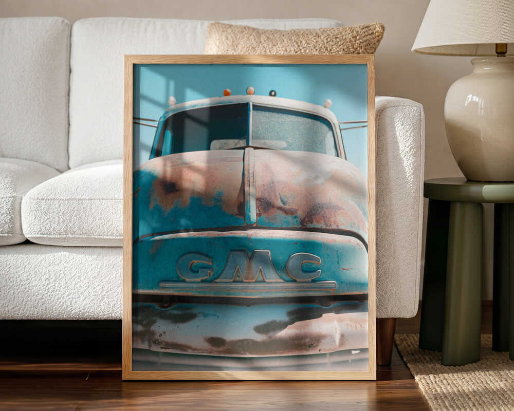 Vintage Rusted GMC Truck Art Print UK — Vintage Vibrant Wall Art — Living Room — Wall It All Prints
