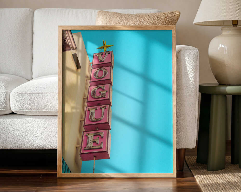 Vogue Theatre Sign in Hollywood Art Print UK — Vintage Vibrant Wall Art — Living Room — Wall It All Prints