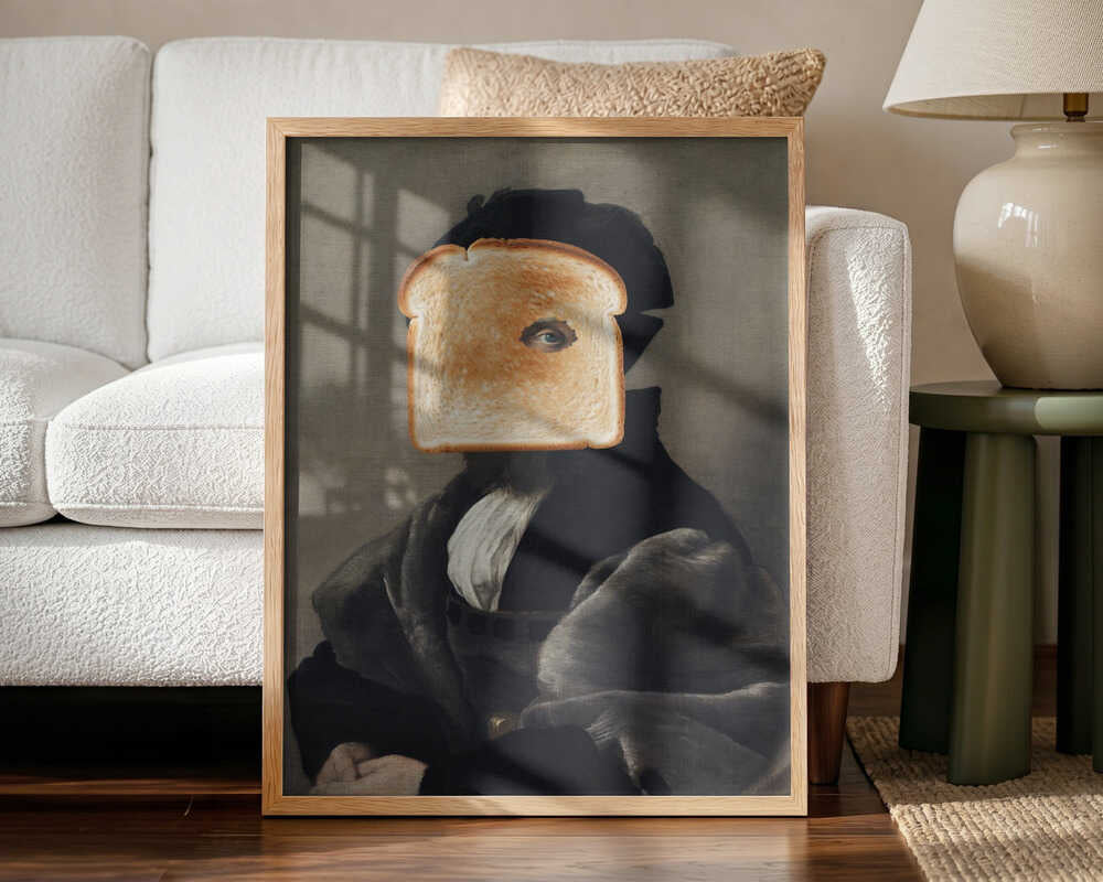 Surreal Toast Portrait Art Print UK — Portrait Minimal Wall Art — Kitchen — Wall It All Prints