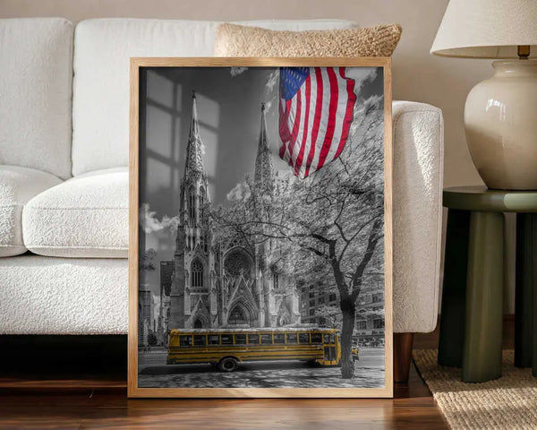 St Patrick's American Bus Art Print UK — Animal Dark Wall Art — Living Room — Wall It All Prints