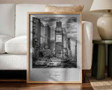 New York Times Square Art Print UK — Vintage Dark Wall Art — Living Room — Wall It All Prints