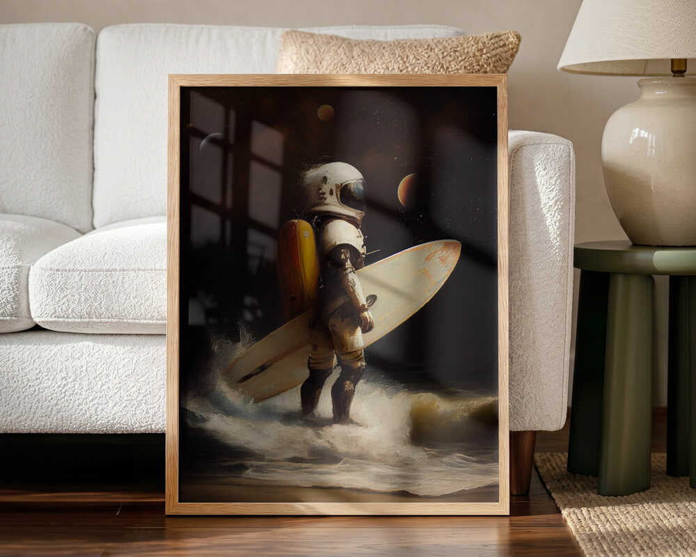 My Space Surfing Day Art Print UK — Portrait Vibrant Wall Art — Bathroom — Wall It All Prints