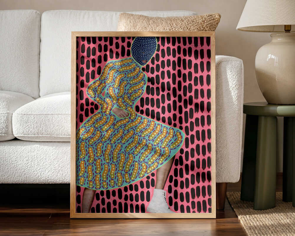 Vibrant Masked Woman Art Print UK — Abstract Vibrant Wall Art — Living Room — Wall It All Prints