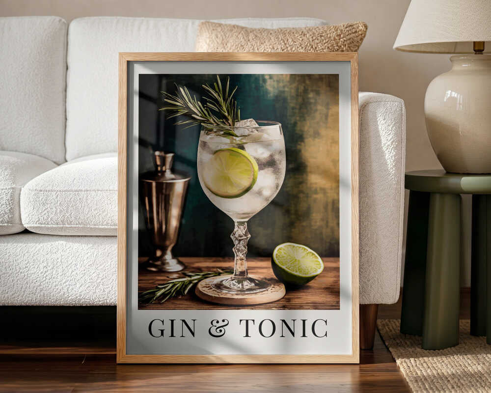 Elegant Gin and Tonic Art Print UK — Vintage Calm Wall Art — Kitchen — Wall It All Prints