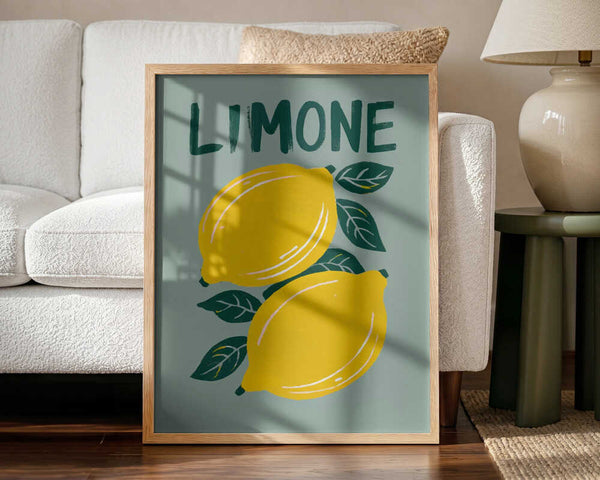 Zesty Limone Lemons Art Print UK — Abstract Vibrant Wall Art — Kitchen — Wall It All Prints
