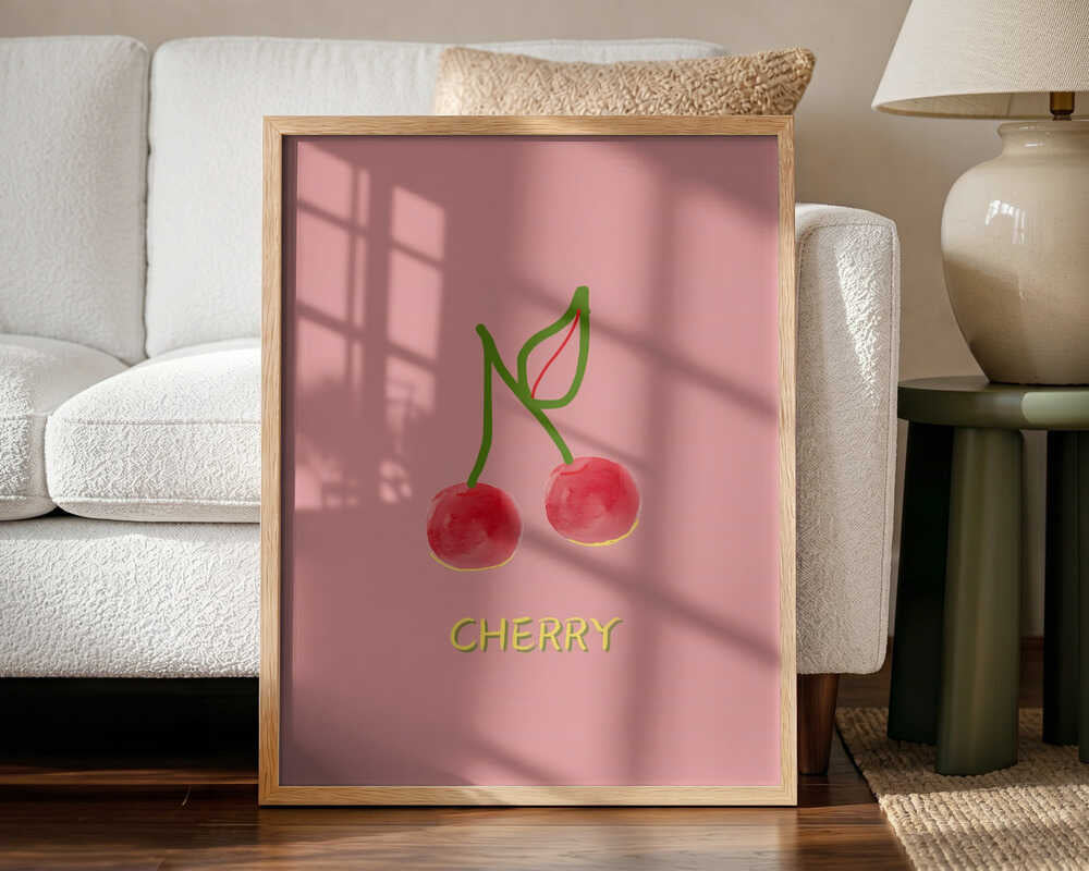 Sweet Red Cherries Art Print UK — Abstract Vibrant Wall Art — Kitchen — Wall It All Prints