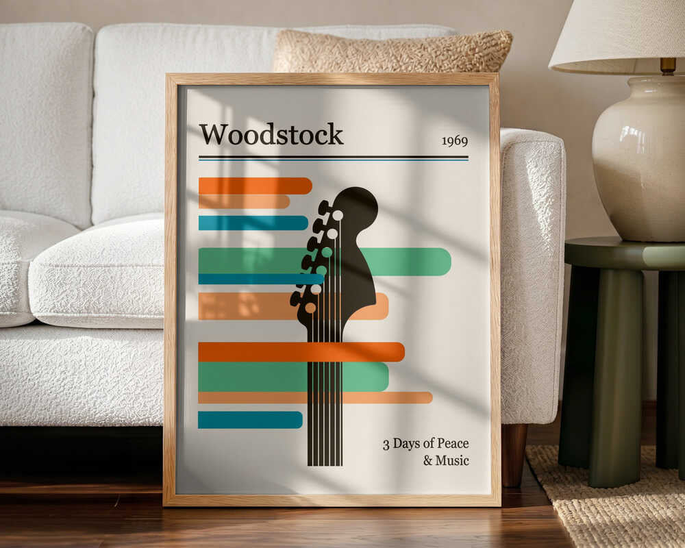 Woodstock Guitar Festival Art Print UK — Abstract Vibrant Wall Art — Living Room — Wall It All Prints