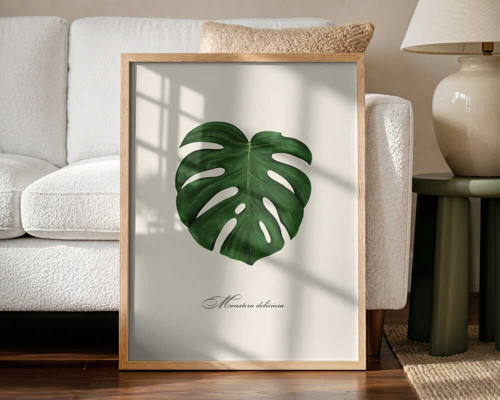 Monstera Deliciosa Leaf Art Print UK — Botanical Vibrant Wall Art — Living Room — Wall It All Prints