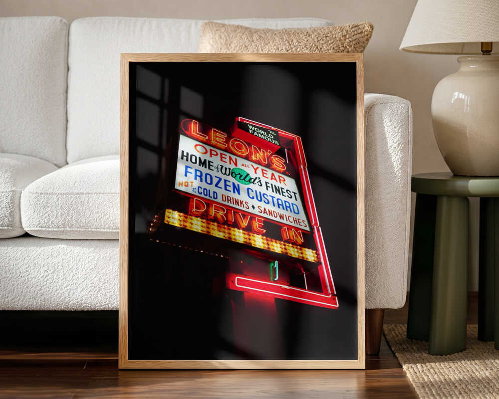Retro Neon Drive In Art Print UK — Japanese Vibrant Wall Art — Living Room — Wall It All Prints