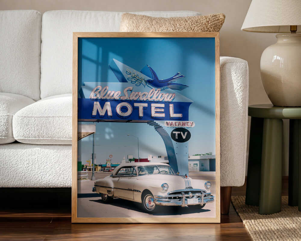 Route 66 Motel Classic Art Print UK — Portrait Vibrant Wall Art — Living Room — Wall It All Prints