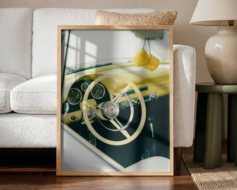 Retro Dashboard Drive Art Print UK — Vintage Vibrant Wall Art — Living Room — Wall It All Prints