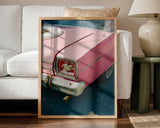 Pink Vintage Car Art Print UK — Automotive Vibrant Wall Art — Living Room — Wall It All Prints