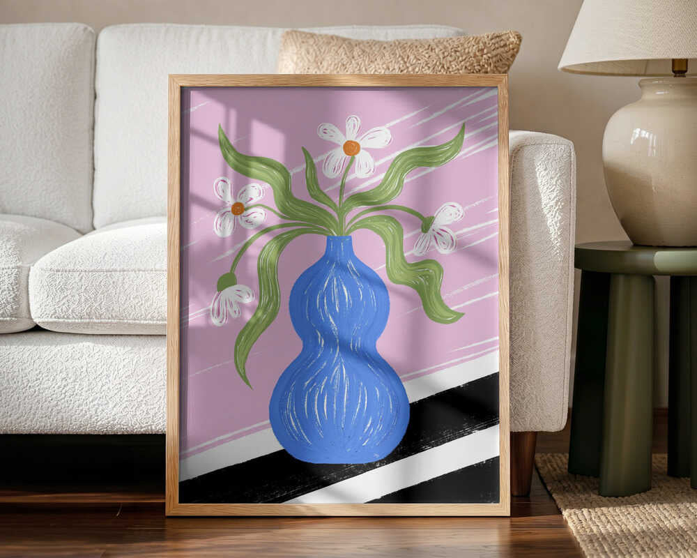 Abstract Floral Vase Art Print UK — Botanical Vibrant Wall Art — Kitchen — Wall It All Prints