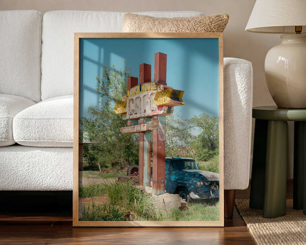 Rustic Cafe Sign Truck Art Print UK — Botanical Fresh Wall Art — Living Room — Wall It All Prints